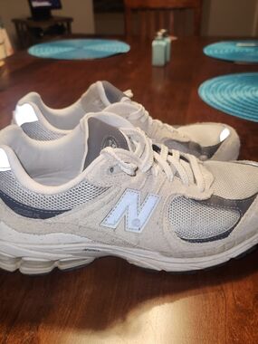 New Balance 2002R Gray & White Suede Mesh Sneakers